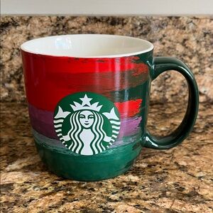 Starbucks 2021 Christmas Holiday Paint Stripes 18oz Coffee Mug